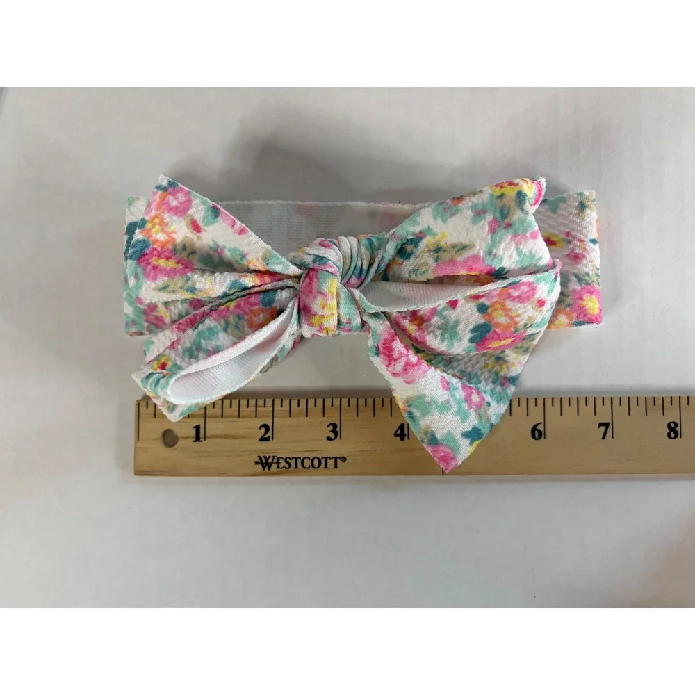 Lot of 7 Baby Girl Headbands Hair Bows Floral Alphabet Solid Textured‎ Stretch